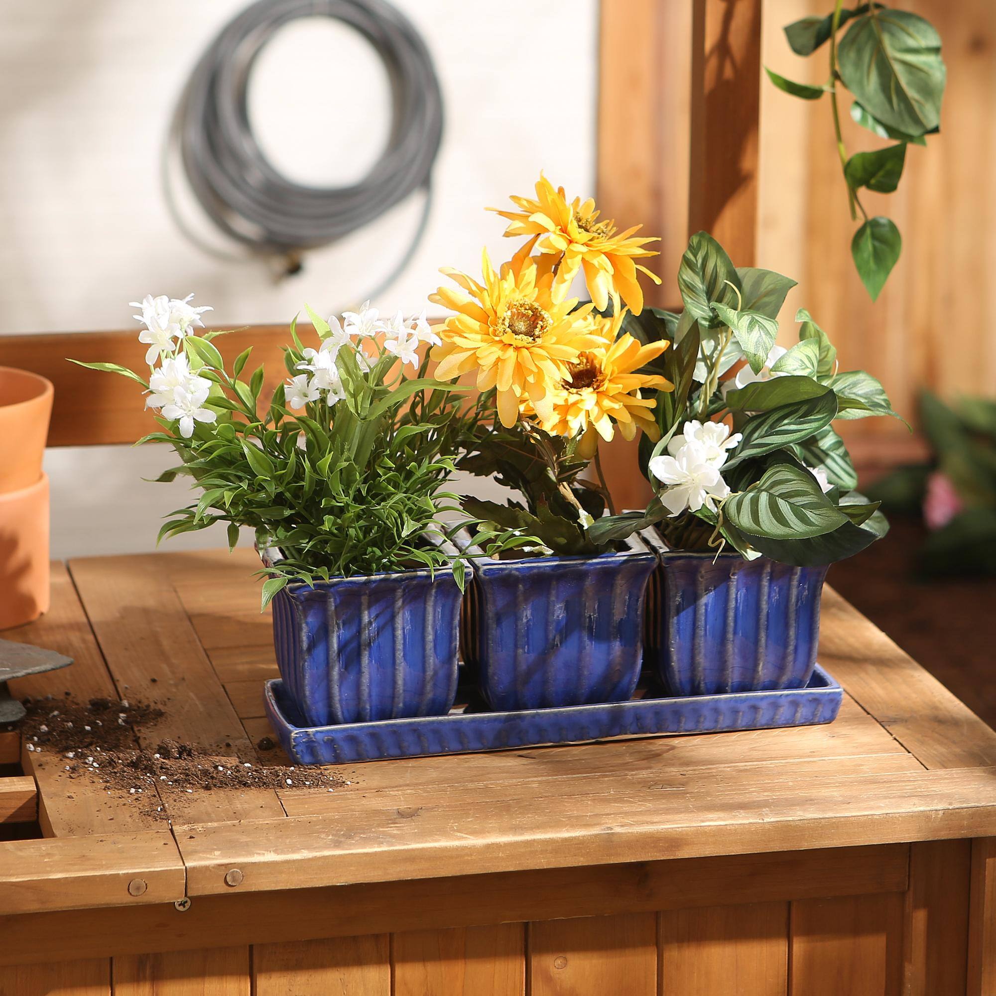 Square Ceramic Small Planter Set